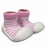 Rubber Soled Socks - Pink Stripe