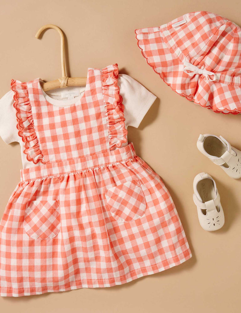 Coral Gingham Pinnie