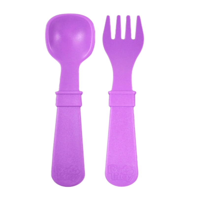 Re-Play Toddler Utensil Pair - Spoon & Fork Purple PAIR