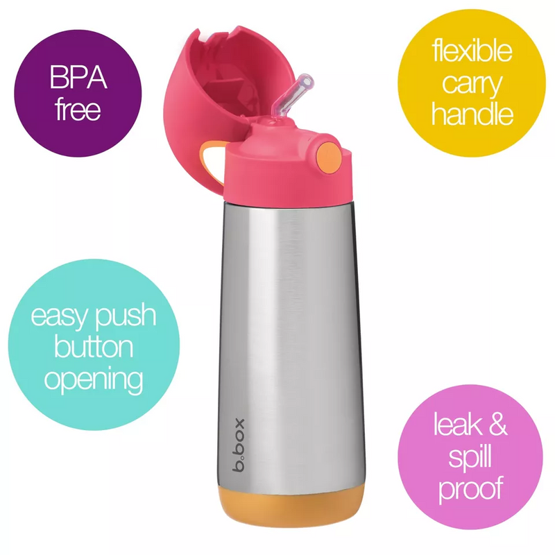 500mL Insulated Drink Bottle - strawberry shake