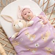 100% Cotton Knit Baby Blanket - Bunny