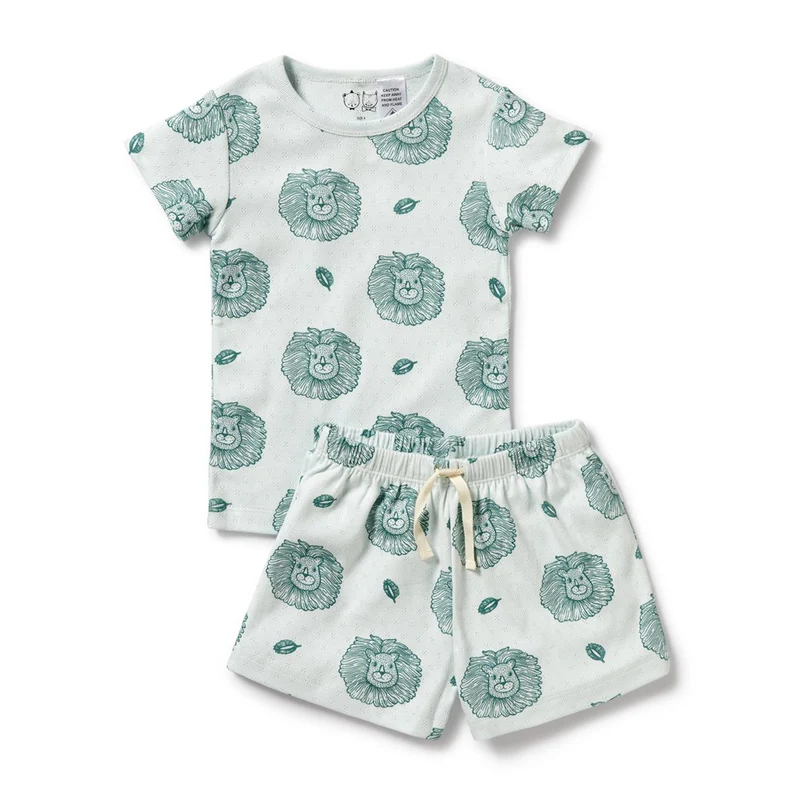 Little Lion Organic Pointelle Short Sleeved Pyjamas