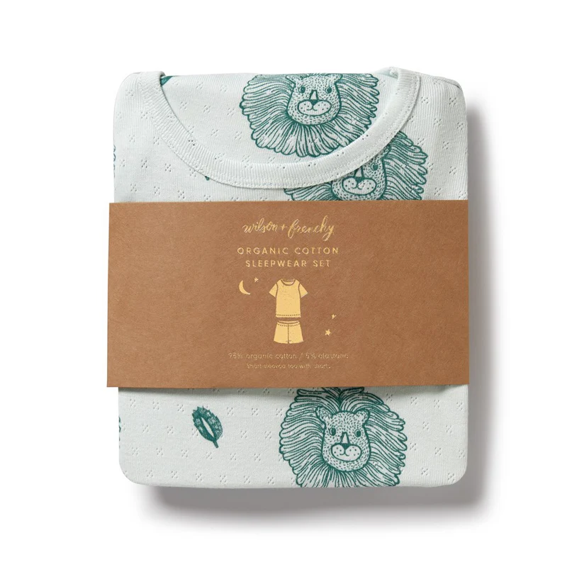 Little Lion Organic Pointelle Short Sleeved Pyjamas