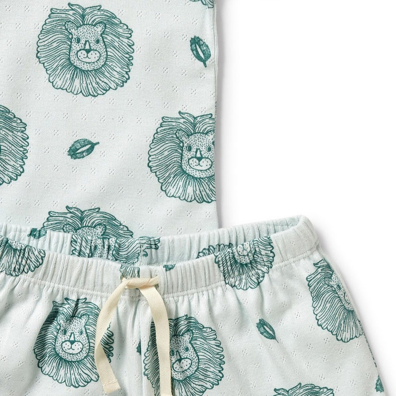 Little Lion Organic Pointelle Short Sleeved Pyjamas